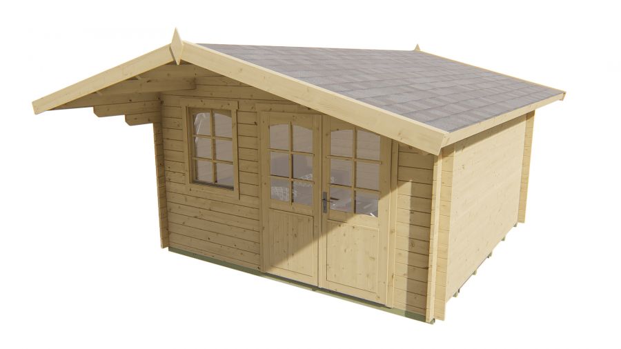 Tuindeco Marbella Blokhut 380x320 cm 34 mm vuren bruin geïmpregneerd