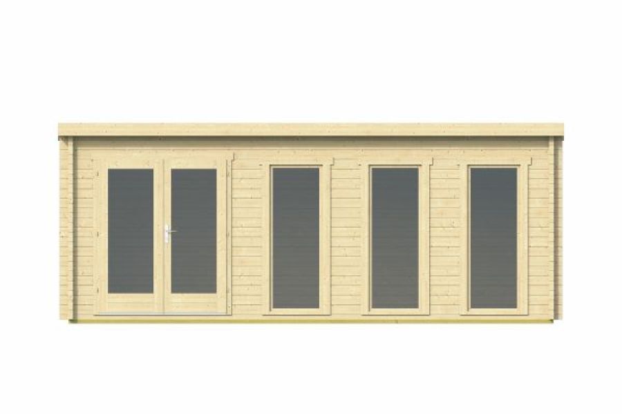 Tuindeco Gabriella Blokhut 595x400 cm 58 mm vuren grijs geïmpregneerd