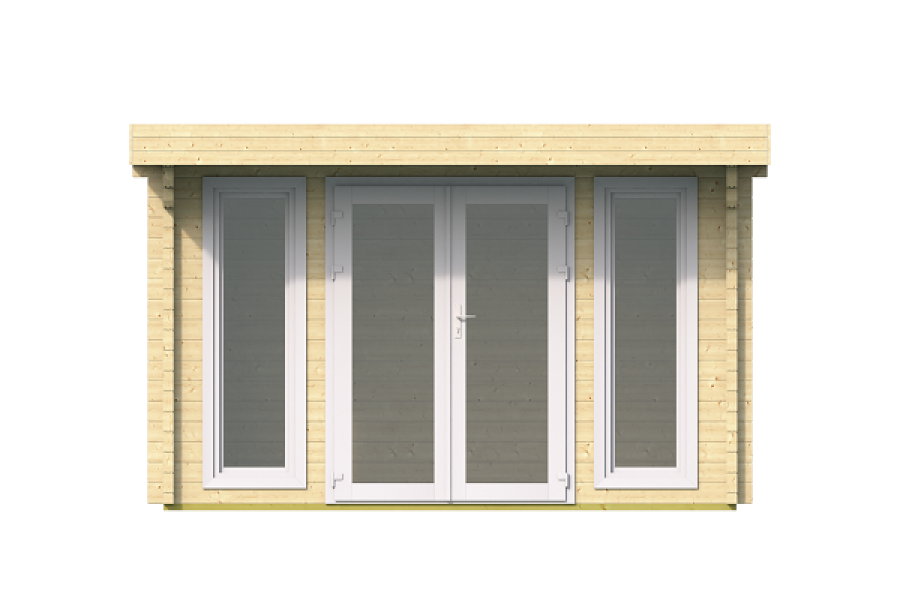 Tuindeco Whitegate Blokhut 400x280 cm + luifel 120 cm 70mm vuren groen geïmpregneerd