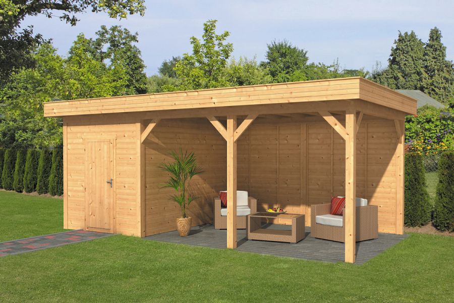 Tuindeco Oslo L Overkapping type 7 Lariks/Douglashout blank 690x380 cm