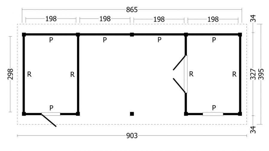 Lariks/Douglas Overkapping Hamar L type 12 blank 903x395 cm