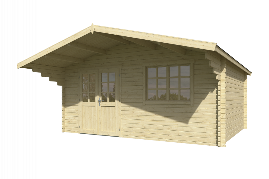 Blokhut Floor 505x410 cm + luifel 150 cm 40 mm vuren blank