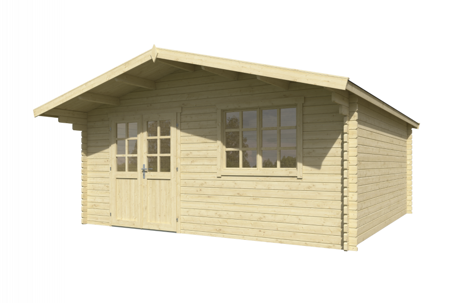 Blokhut Floor 505x505 cm + luifel 90 cm 40 mm vuren blank