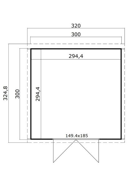 Blokhut Bart 300x300cm 28mm vuren Lightgrey-White geverfd