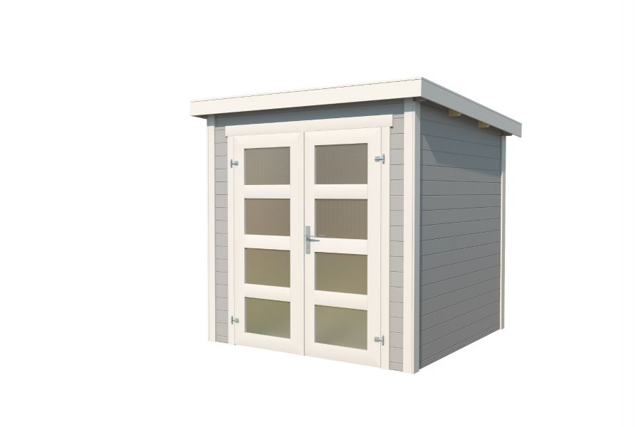 Blokhut Bart 200x200cm 28mm vuren lichtgrijs-wit geverfd