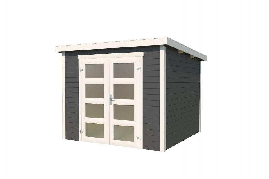 Blokhut Bart 250x250cm 28mm vuren Carbongrey-White geverfd