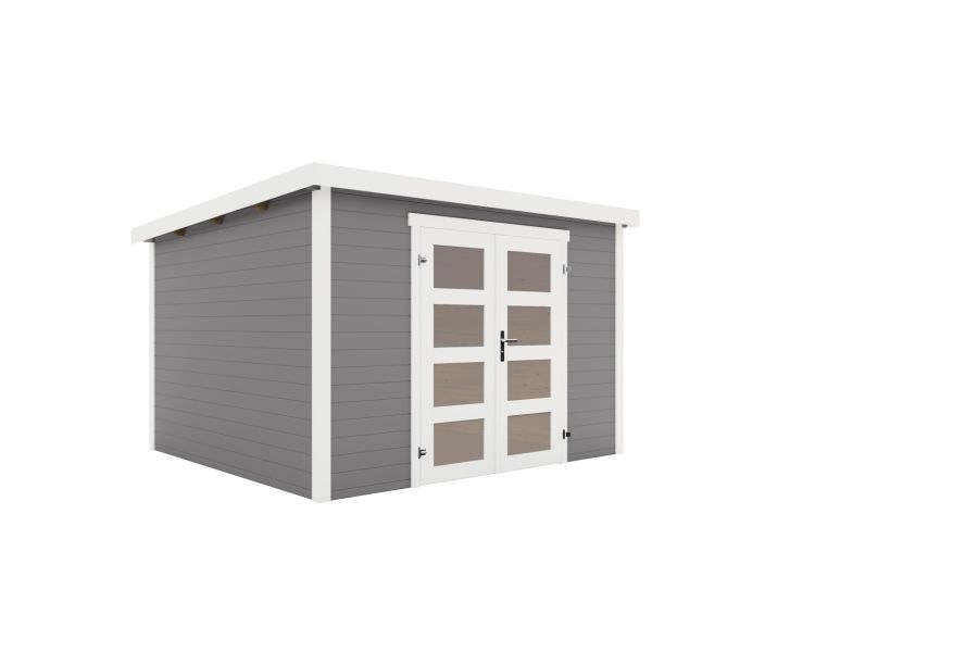 Blokhut Bart 300x300cm 28mm vuren Lightgrey-White geverfd