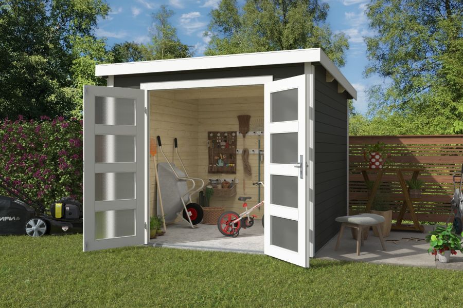 Blokhut Bart 250x250cm 28mm vuren Greengrey-White geverfd