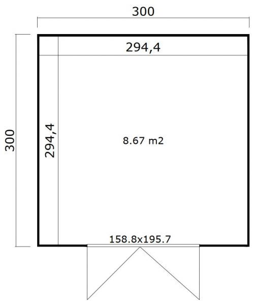 Outdoor Life Quby blokhut 300x300 cm 28 mm vuren blank