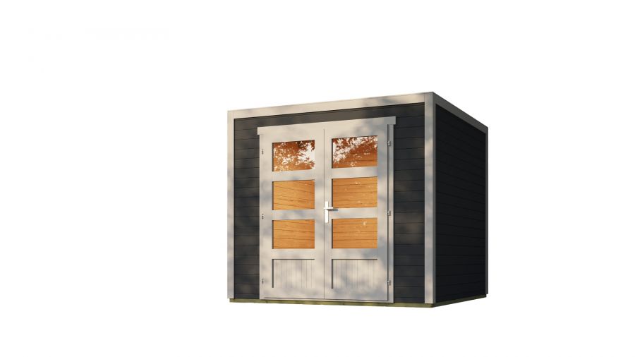 Outdoor Life Quby blokhut 250x250 cm 28 mm vuren donkergrijs-lichtgrijs exterieur gecoat