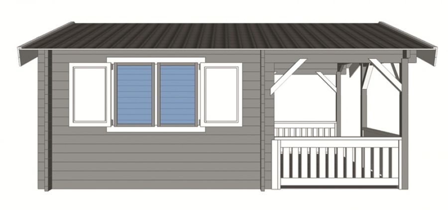 Zijaanzicht tuinhuis