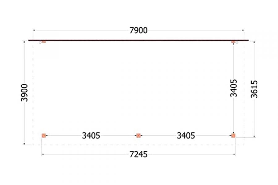 Trendhout Aanbouwveranda Lucca 790x390 cm - Plat dak