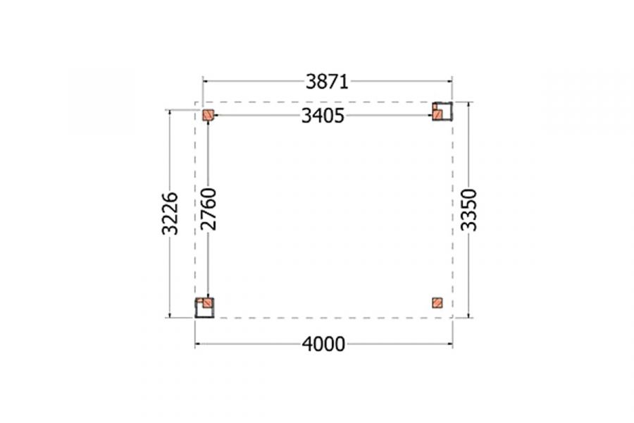 Trendhout Buitenverblijf Verona 400x335 cm - Plat dak model links