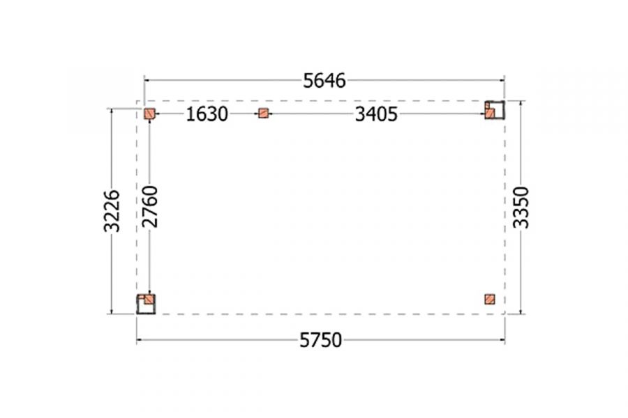 Buitenverblijf Verona 575x335 cm - Plat dak model links