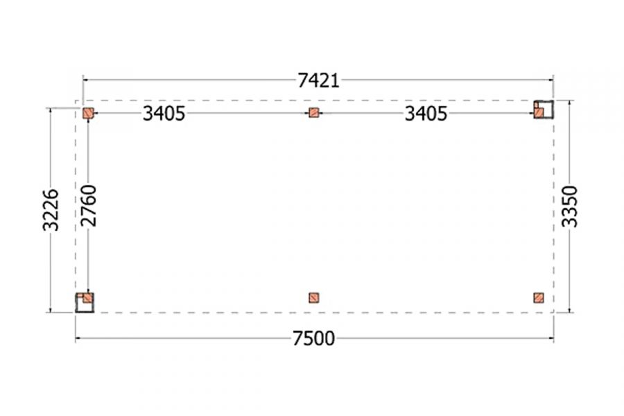 Trendhout Buitenverblijf Verona 750x335 cm - Plat dak model links