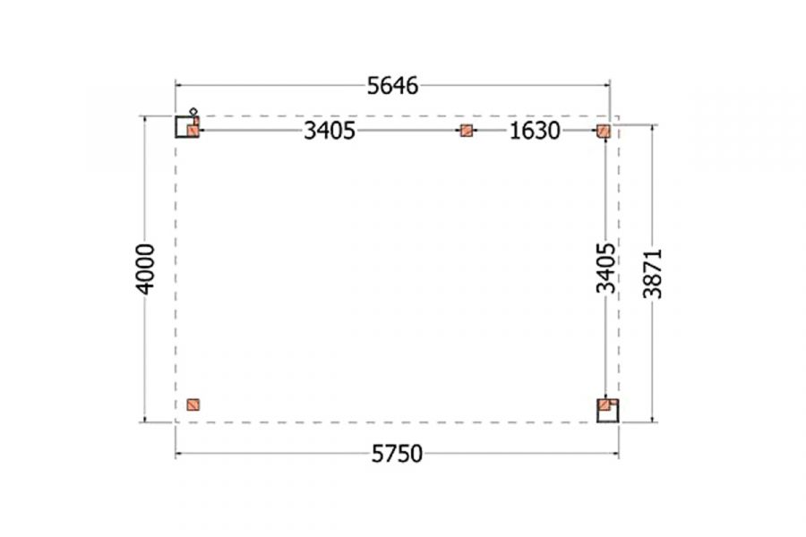 Buitenverblijf Verona 575x400 cm - Plat dak model rechts