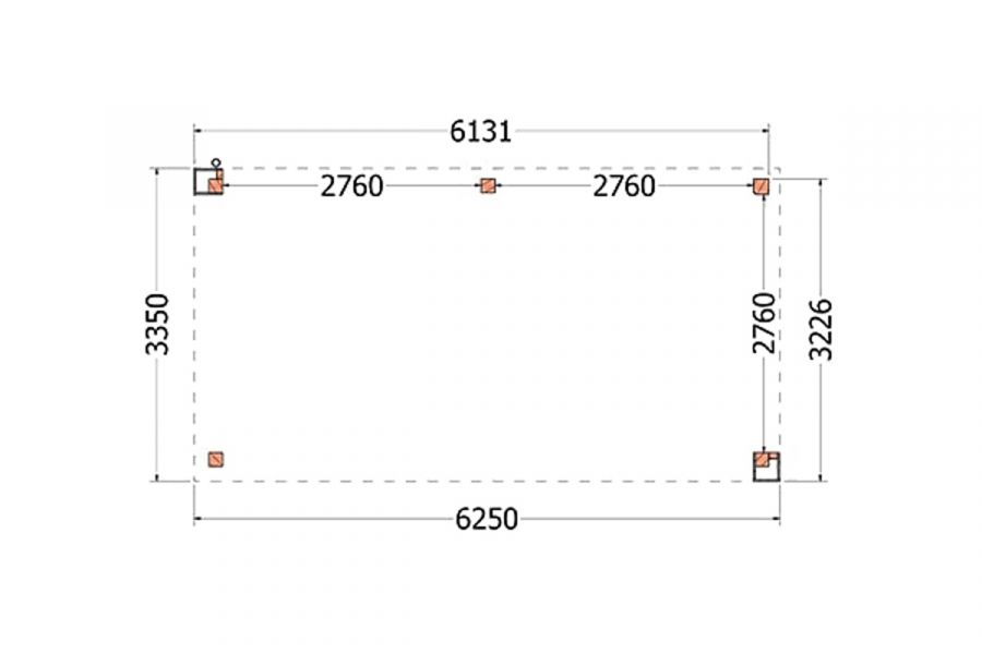 Trendhout Buitenverblijf Verona 625x335 cm - Plat dak model rechts