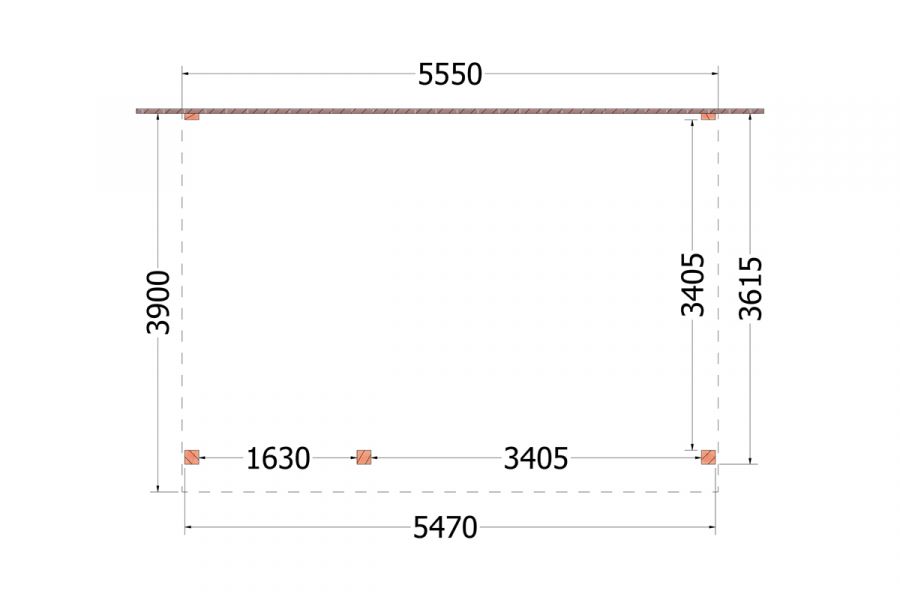 Aanbouwveranda Ancona 555x390 cm - plat dak model links