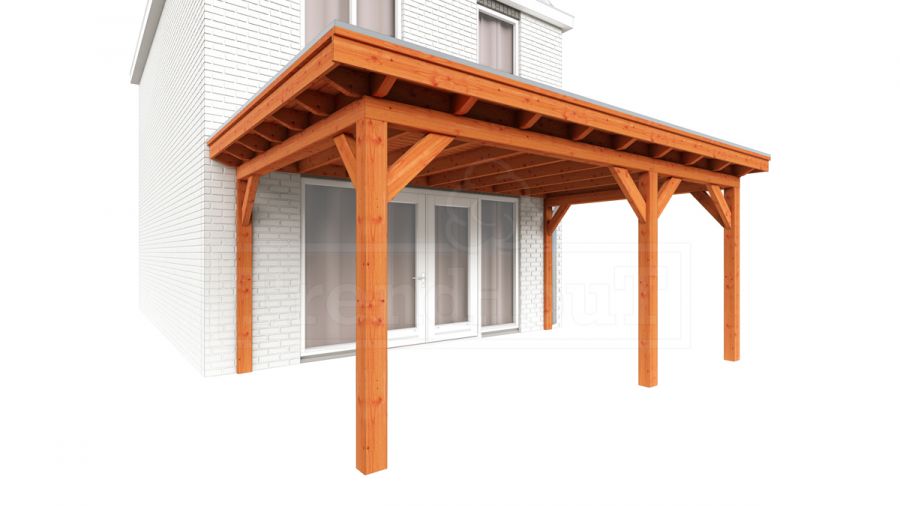 Trendhout Aanbouwveranda Lucca 540x390 cm - Plat dak model rechts