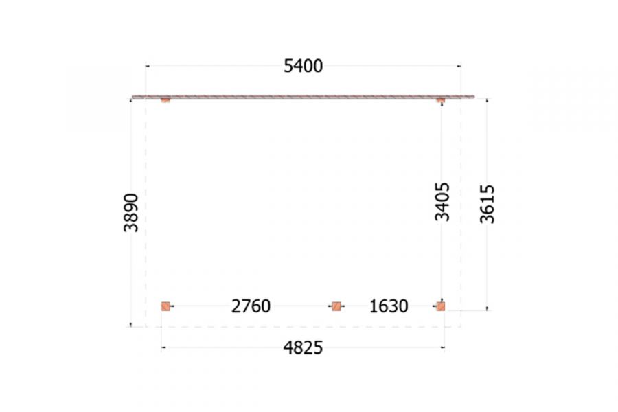 Trendhout Aanbouwveranda Lucca 540x390 cm - Plat dak model rechts