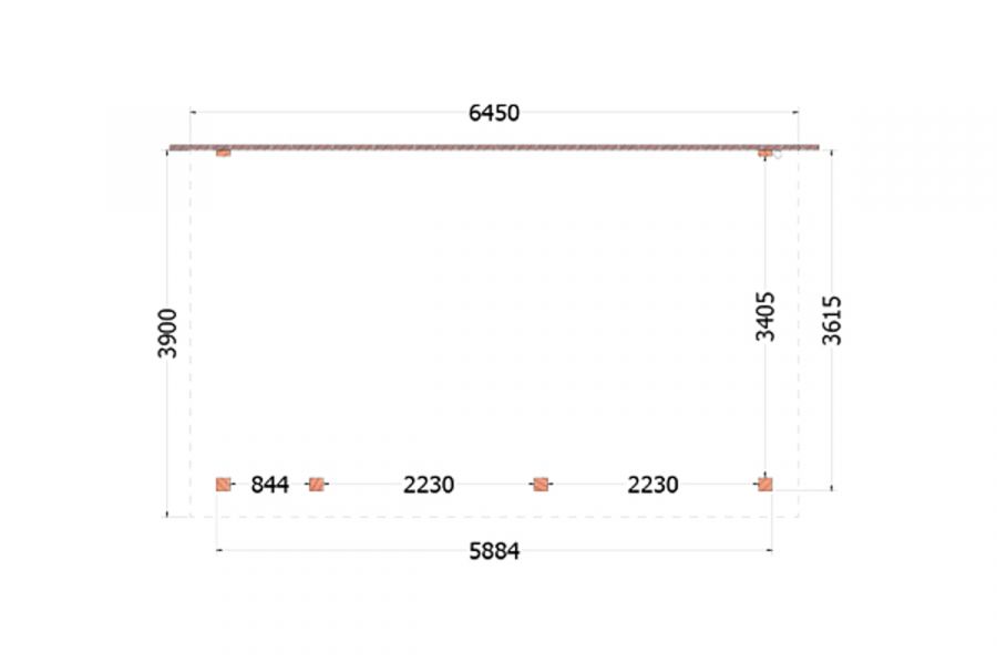 Trendhout Aanbouwveranda Lucca 645x390 cm - Plat dak model links