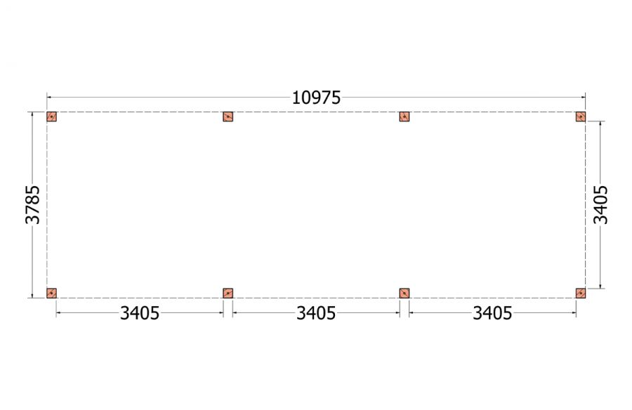 Trendhout Overkapping Palermo XXL 1100x380 cm