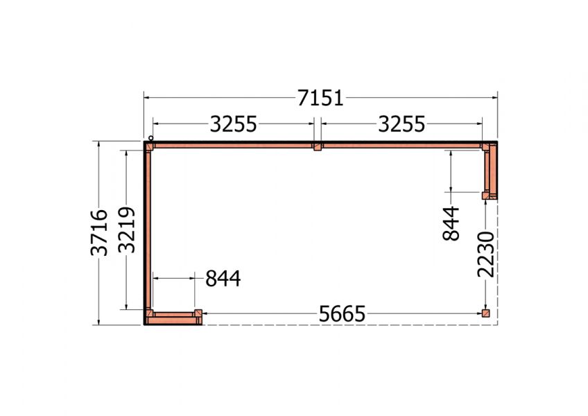 Trendhout Buitenverblijf Capri 720x375 - Plat dak model links