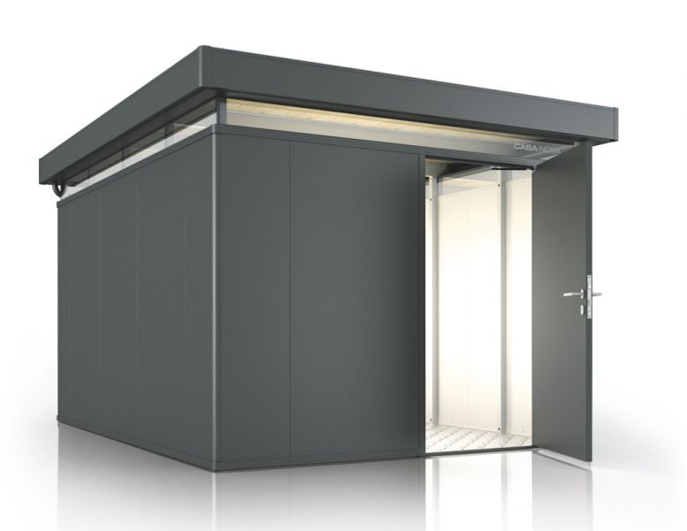 Biohort CasaNova 3x6 metalen berging met draairichting links donkergrijs metallic