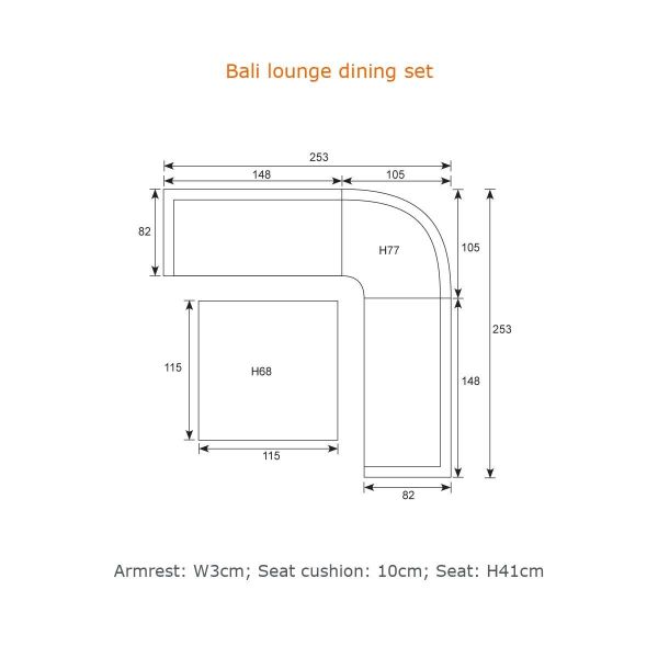 Garden Impressions lounge/dining set Bali 4-delig carbon black/natural rotan/mystic grey