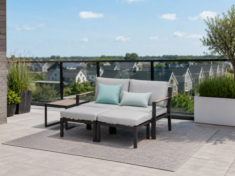 Garden Impressions Cinto loungeset 5-delig carbon black / light teak / desert sand