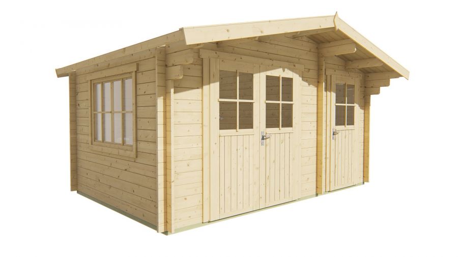 Tuindeco Fraga Blokhut 450x300 cm 34 mm vuren red class wood geïmpregneerd