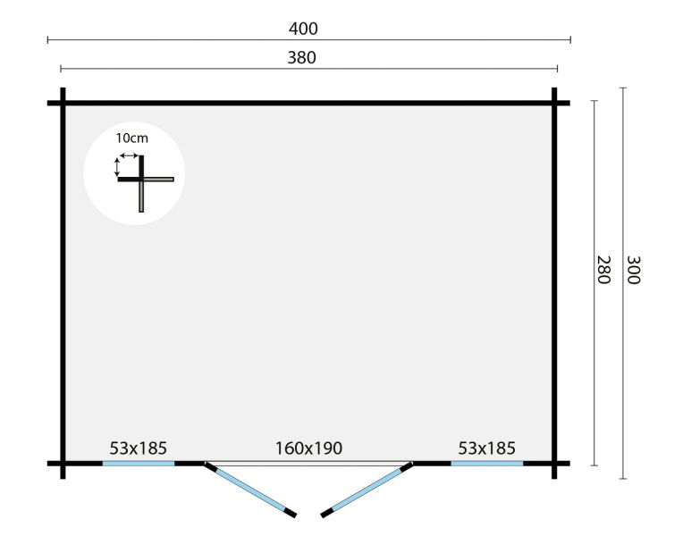 Tuindeco Maggie Blokhut 400x300 cm 40 mm vuren bruin geïmpregneerd