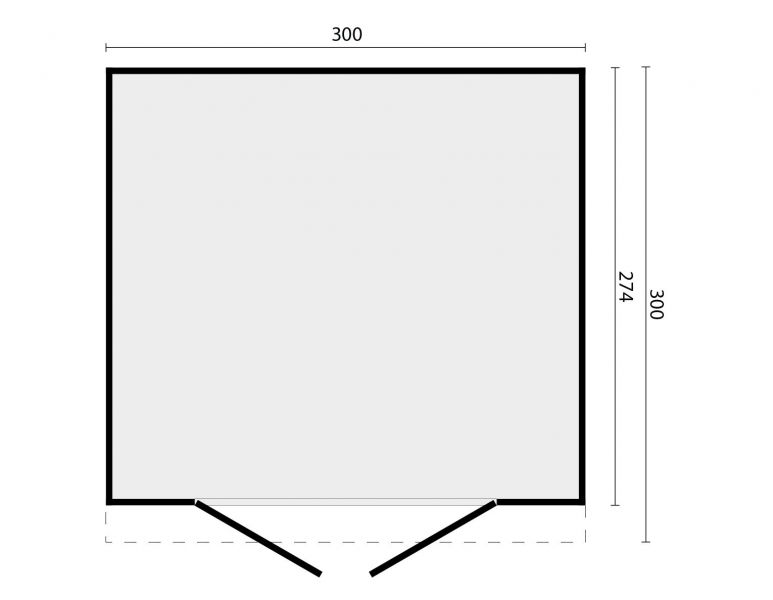 Berging Almelo 300x300 cm incl. dubbele deur, horizontale wanden zwart geïmpregneerd - Bouwpakket