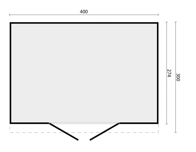 Berging Enter 400x300 cm incl. dubbele deur, horizontale wanden onbehandeld - Bouwpakket