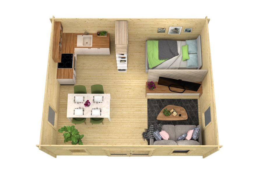 Blokhut Calpe 44 mm onbehandeld 595x500 cm