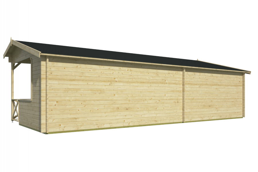 Tuindeco Mokka Blokhut 400x400 cm + luifel 500 cm 40 mm vuren groen geïmpregneerd