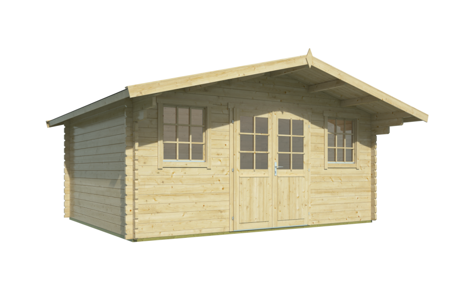 Tuindeco Parijs blokhut 500x380 cm 44 mm vuren groen geïmpregneerd