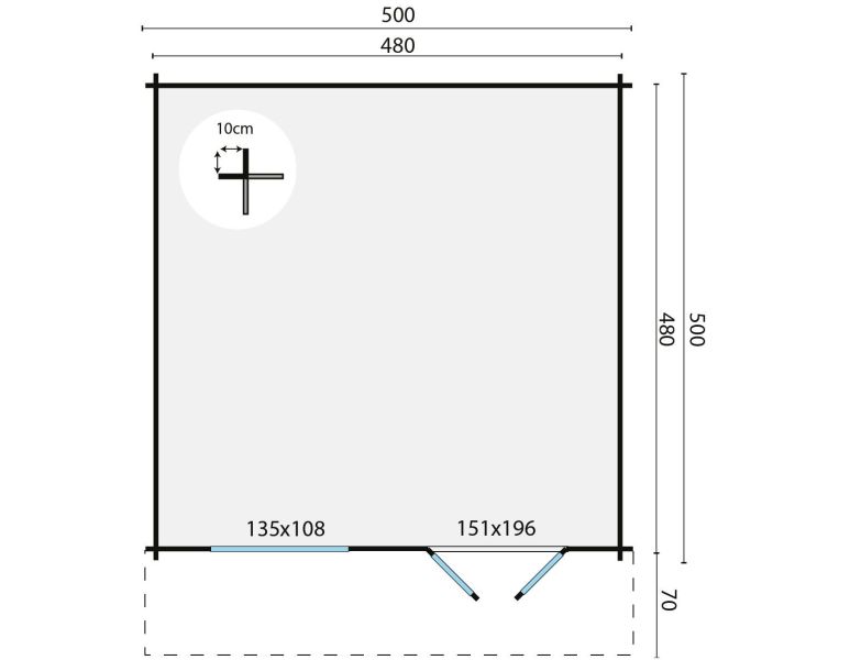 Tuindeco Salamanca blokhut 500x500 cm 34 mm vuren honing geïmpregneerd