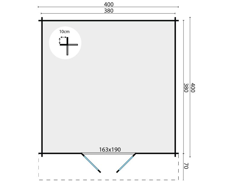 Tuindeco Torrent Blokhut 400x400 cm 34 mm vuren blank