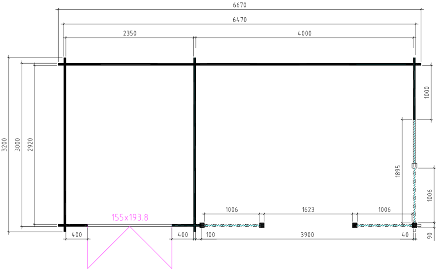 Interflex 6732 Blokhut 667x320 cm 40 mm vuren groen geïmpregneerd