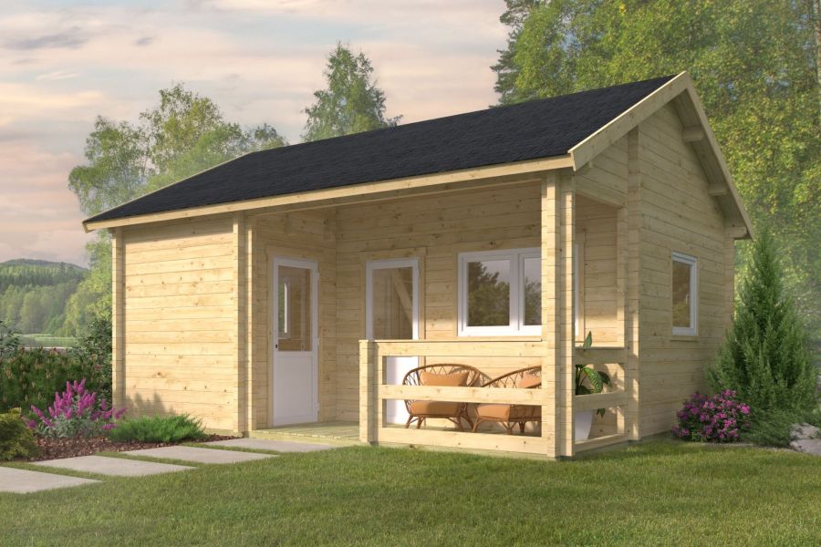 Tuindeco Edelweiss chalet 600x510 cm 70 mm vuren bruin geïmpregneerd