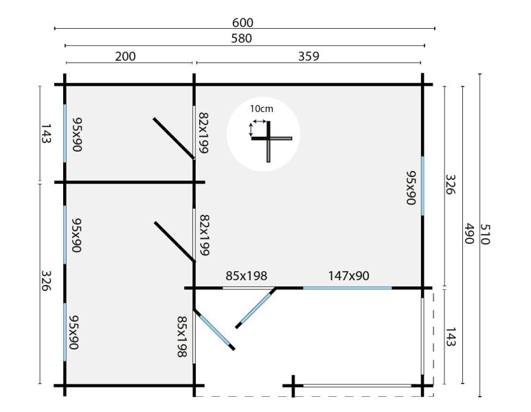 Tuindeco Edelweiss chalet 600x510 cm 70 mm vuren bruin geïmpregneerd