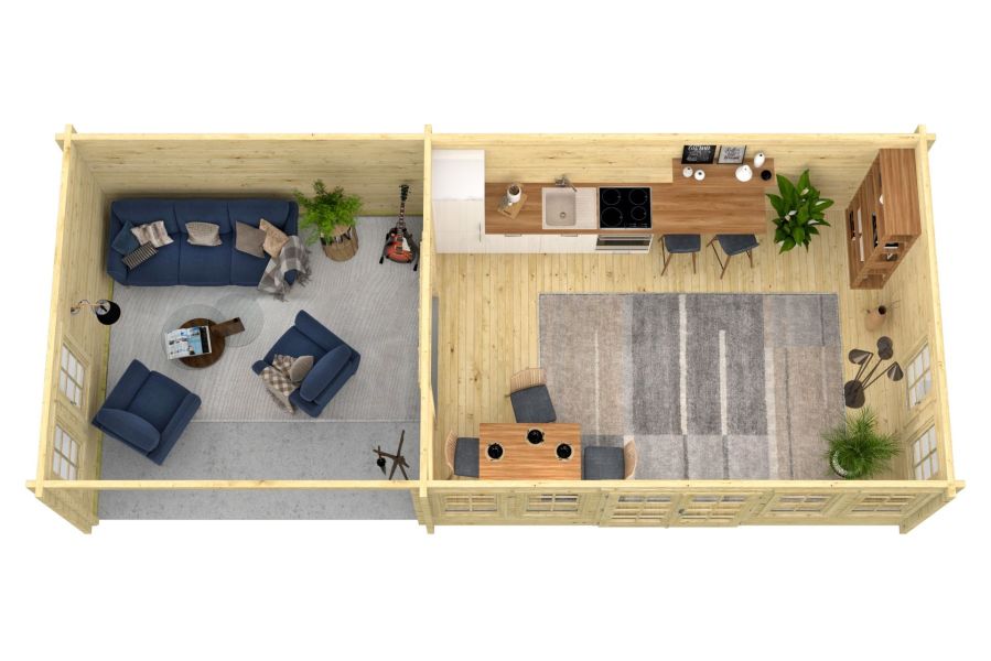 Tuindeco Big Ben blokhut - 930x400 cm vuren groen geïmpregneerd