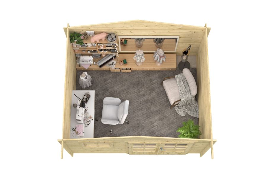 Tuindeco Fritz Blokhut 360x300 cm 28 mm vuren honing geïmpregneerd