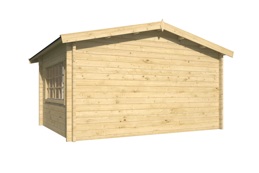 Tuindeco Blackpool blokhut 440x340 cm + luifel 90 cm 58 mm vuren groen geïmpregneerd