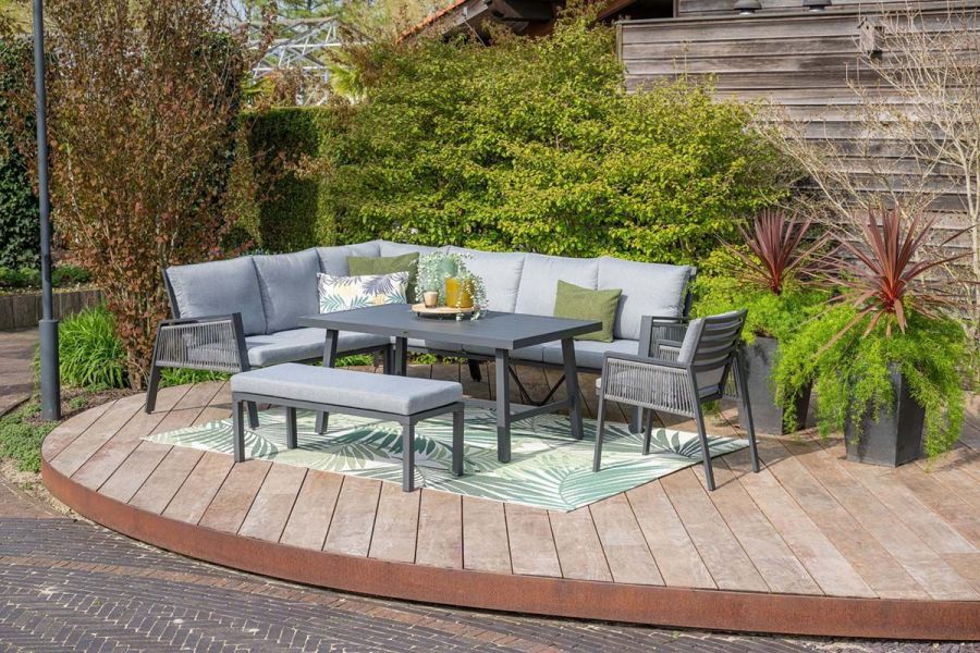 Loungeset Garden Impressions Andrea- hoekbank en tafel - grijs