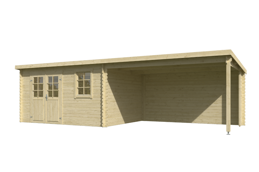 Outdoor Life Aida Blokhut 400x295 cm + overkapping 390 cm vuren blank