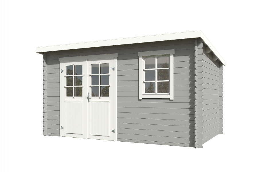 Outdoor Life Amira Blokhut 400x250 cm 28 mm vuren Platinum Grey-Wit gecoat