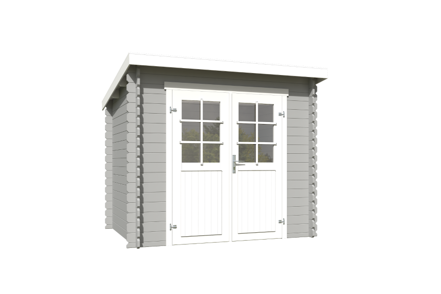 Outdoor Life Indi Blokhut 250x195 cm 28 mm vuren Platinum Grey-Wit gecoat