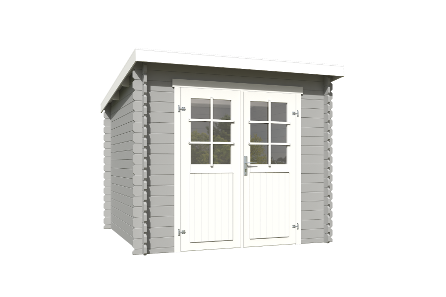 Outdoor Life Indi Blokhut 250x250 cm 28 mm vuren Platinum Grey-Wit gecoat